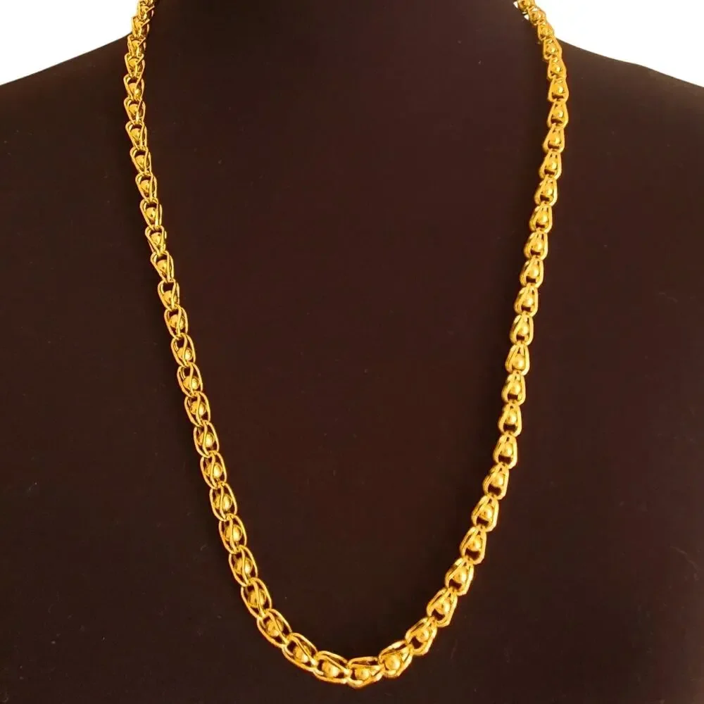 Monet Caged Ball Necklace Gold Link Chain Chunky Modernist Statement Vintage 80s - Picture 3 of 5